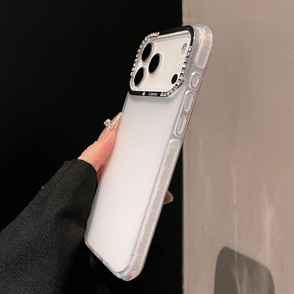 KEYSION Luxury Jewelled Transparent Matte Phone Case for iPhone 16 17 Pro Max 17 Air 16 Plus TPU+PC Shockproof Armor Back Cover
