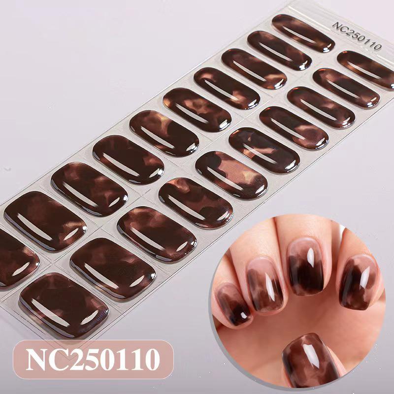Best Seller New Leopard Print Semi-Cured Gel Nail Stickers French-style Gel UV Nail Stickers