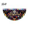 Sugar Skull Fan Flag Day of The Dead Bunting Banner, Marigold Print Fiesta Mexican Festival Home Ornament Hanging Flag, Colorful Outdoor Yard
