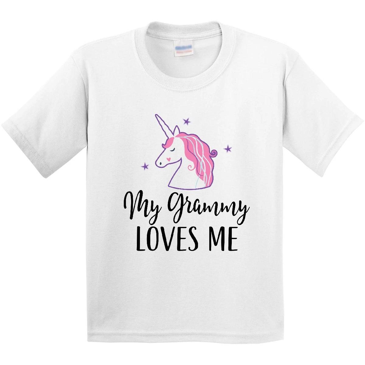 Inktastic Grammy Loves Me Unicorn Girls Youth kids boys T-Shirt From Outfit Cute Grandkids 100