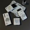 Water Diamond Love Bear Mirror Phone Case for Samsung ZFLP6 Flip Up Folding Screen ZFold 5 Glitter Women