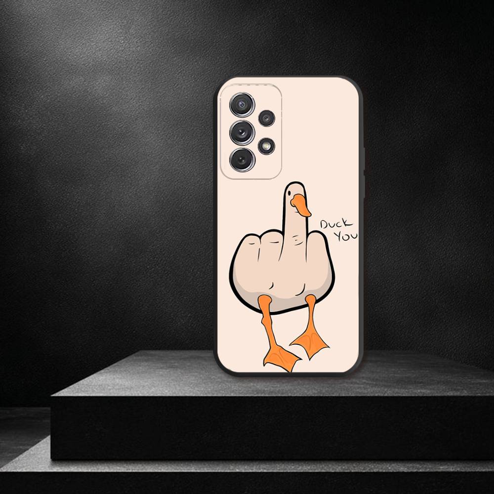 Funny D-Duck Cartoon Phone Case For Samsung S 9,10,21,30,22,23,24,25,26,Ultra,Plus,Lite,FE,4,5G Black Soft Case