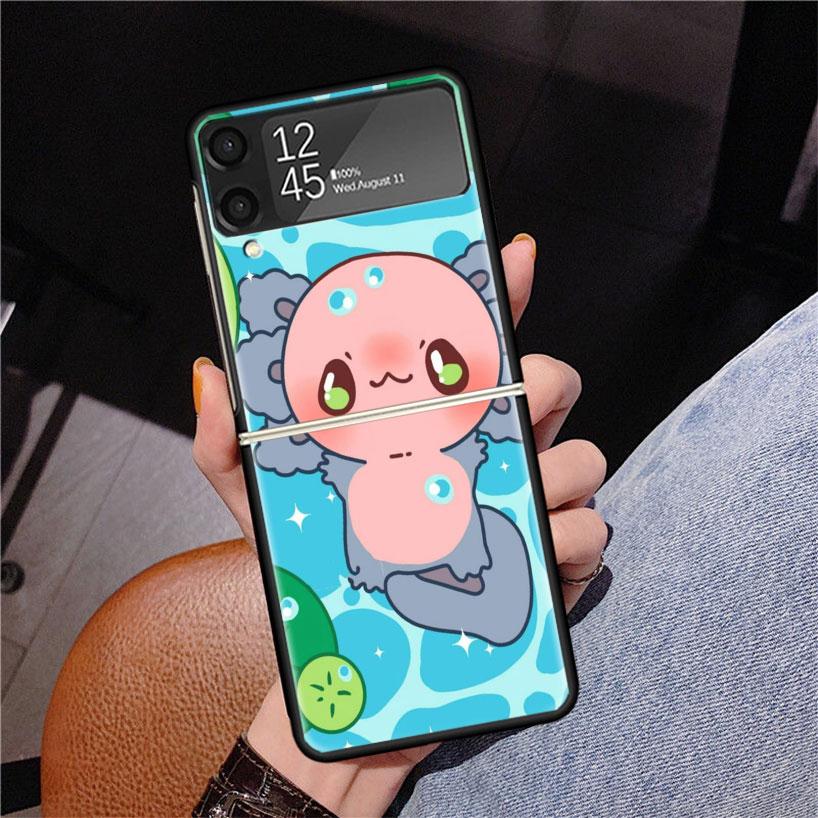 

Cute Axolotl Kawaii Phone Case For Samsung Z Flip 7 6 5 4 3 Galaxy ZFlip7 ZFlip6 ZFlip5 ZFlip4 ZFlip3 5G Print Cover Samsung Z Flip 6