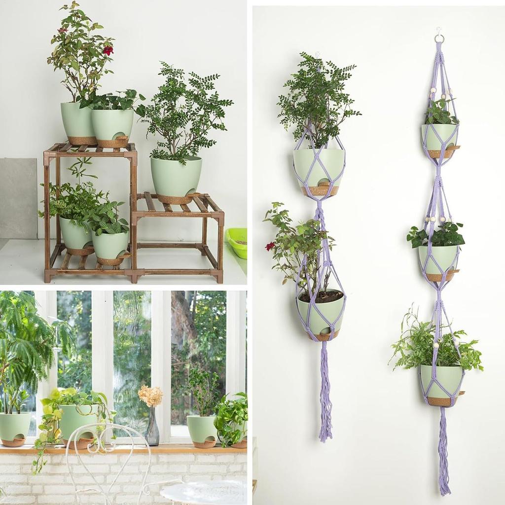 5pcs Self Watering Pots For Indoor Plants With Drainage Hole Trays And Water Storage Tanks Self-absorbing Flower Pot For plants