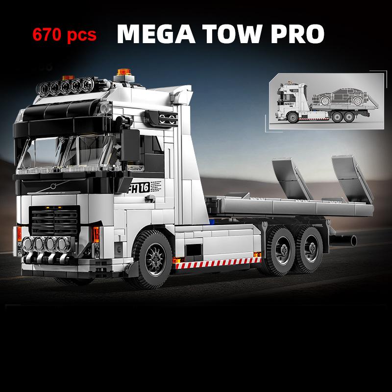 Garage Speed Schwertransportfahrzeug Traktor Lieferwagen Auto Stadtfahrzeug Modulare Bausteine Sets Renn MOC Kreatives Lernspielzeug Geschenk