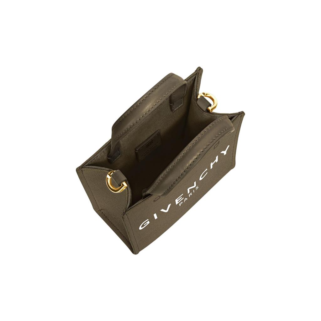 Givenchy G Tote Letter Logo Abnehmbarer Schultergurt Waschbare Canvas-Tragetasche Einkaufstasche Handtasche Mini Damen-Tragetaschen Dunkel-Khaki BB50R9B1QY-313