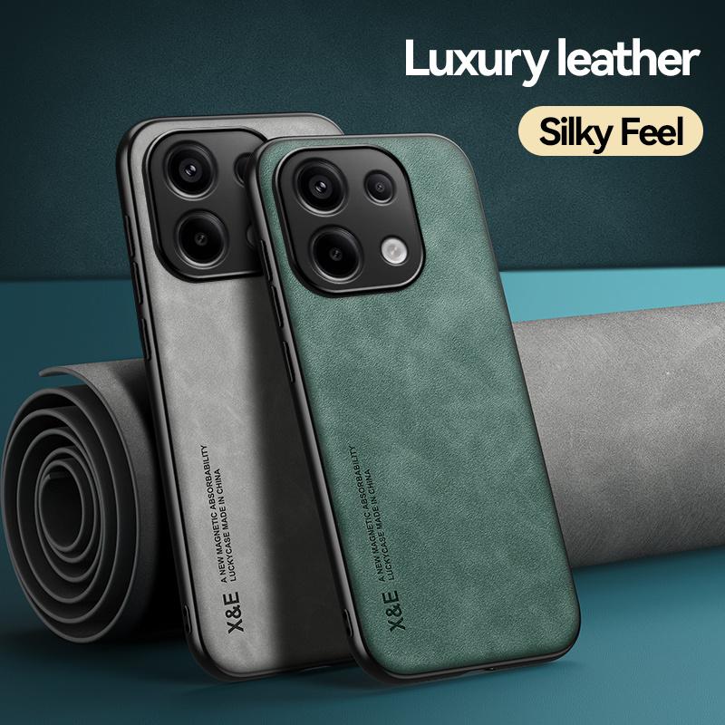 For Xiaomi Poco M6 Pro 4G Case Leather Soft Frame Protect Funda For PocoM6Pro Poko Little M 6 Pro M6Pro Car Magnet Holder Cover
