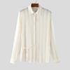 INCERUN Men Lapel Neck Long Sleeve Striped Side Lace-up Casual Oversized Shirts