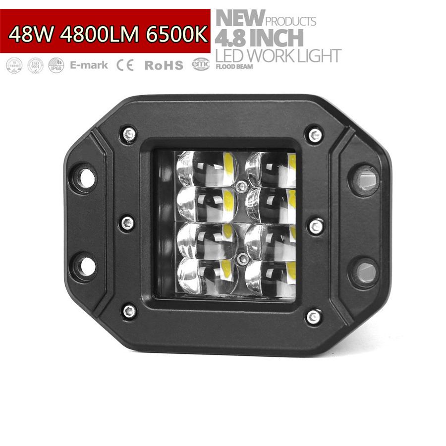 2x 48W Spot Flood Combo LED Work Light Car 4x4 Off-Road Flush Mount Bumper Lamps