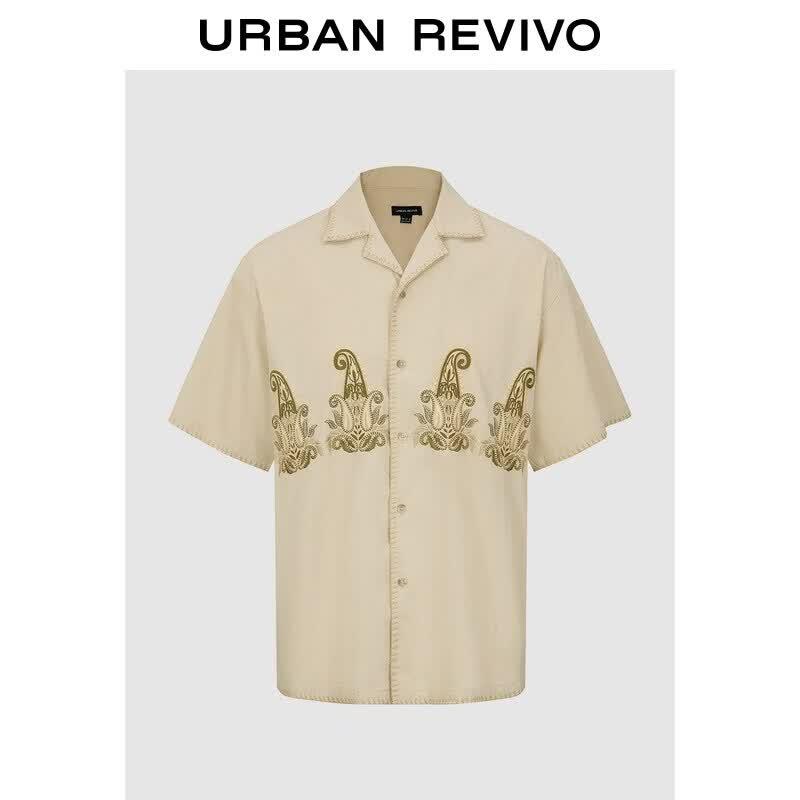 Men s Casual Embroidered Summer Shirt L