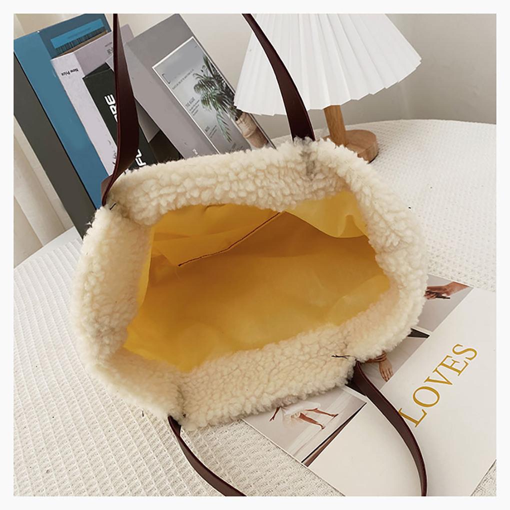 Plush Single Shoulder Bag Large Capacity Tote Handbag Notebook Phone Wallet Umbrella Sundries Pouch Shopping Party College