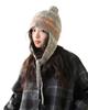 Knit Hat with Fair Isle Retro for and Outings Free [LINSHIN] Women's Hood, Autumn/Winter, Pattern, Earflaps, Style, Colorful, Soft, Warm, Stylish,