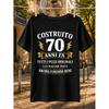Costruito 70 Anni Fa T-Shirt Italian Seventieth Birthday Quote with Lightning and Vintage Distressed Typography Unisex All T-Shirt