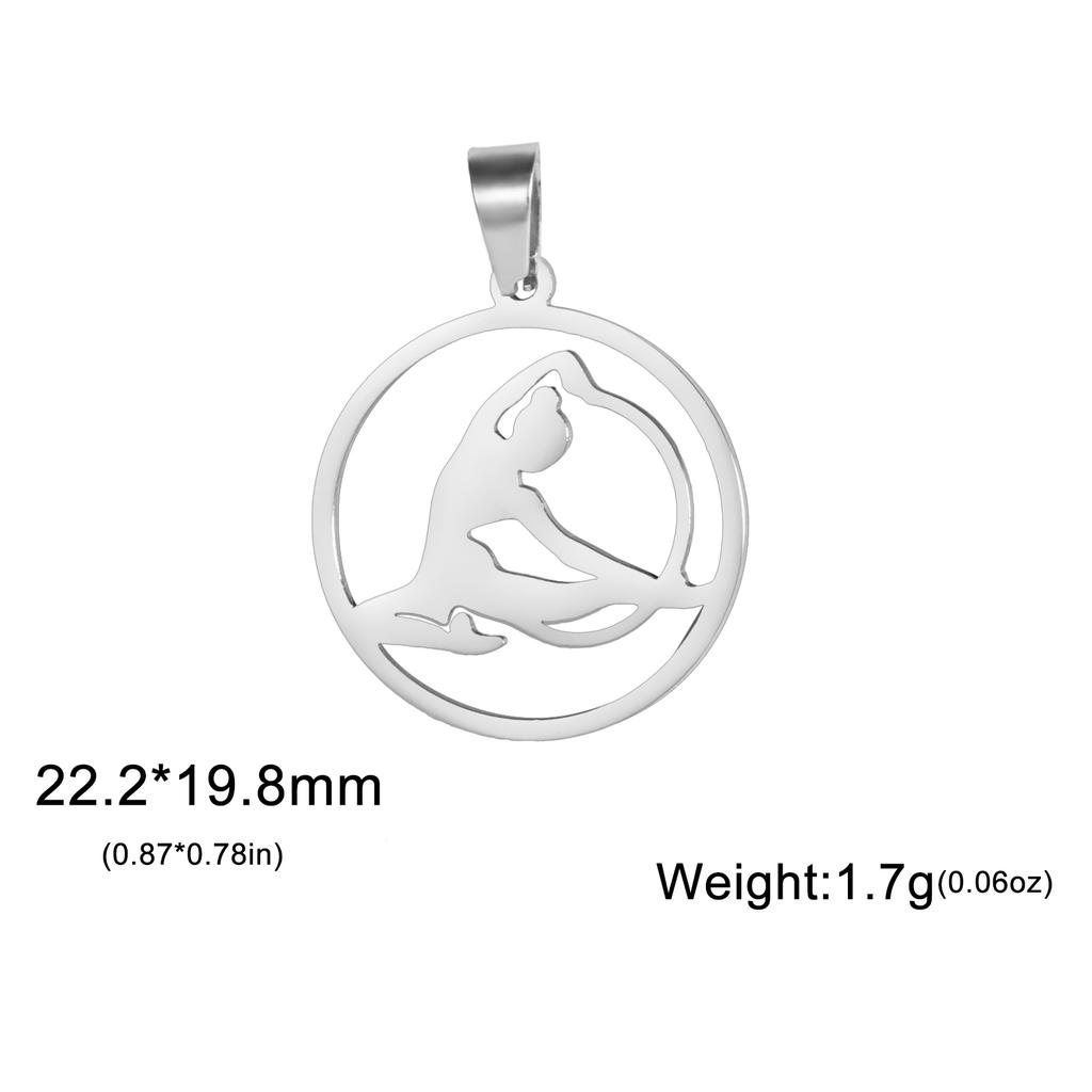 Teamer 5pcs/lot Ballet Charms Stainless Steel Gymnastics Heart Round Pendant for Necklace Keychain Women DIY Jewelry Making Gift