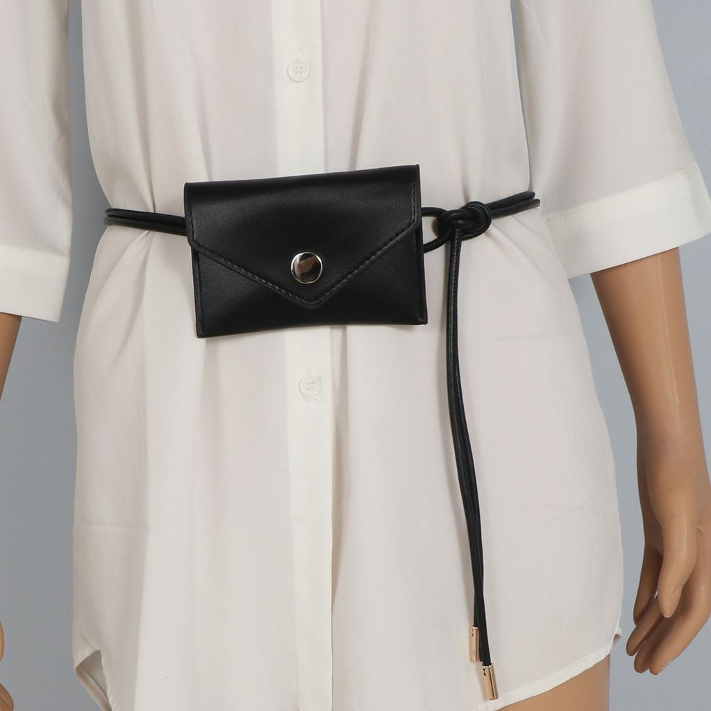 Knotted Adjustable Waist Belt Bag Women PU Leather Envelope Purse Fanny Pack Belt Practical Fashion Waist Accessory