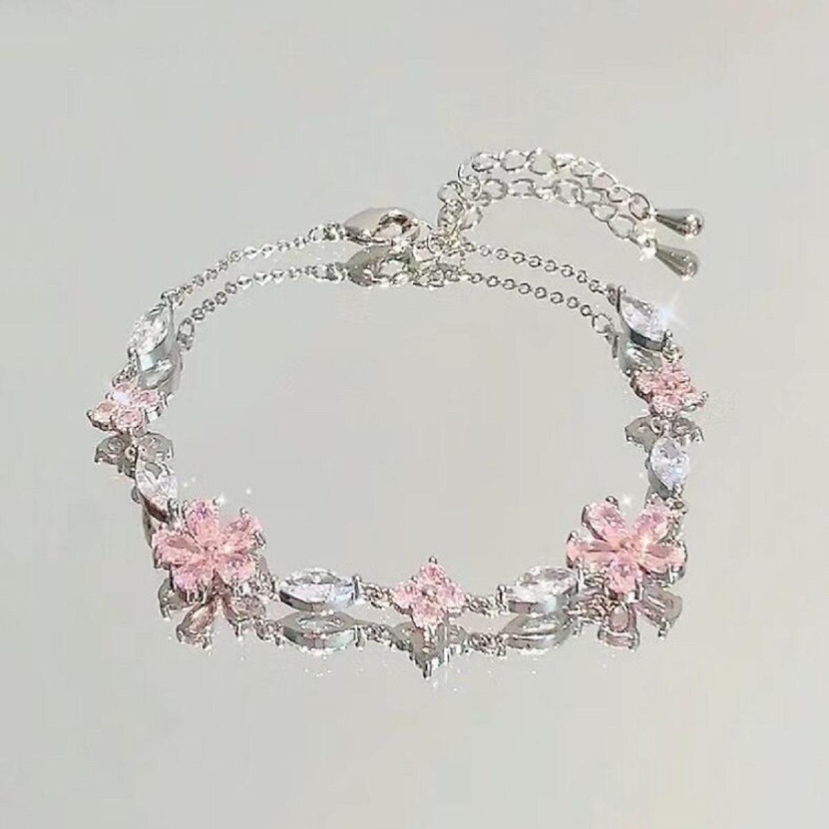 

Sparkling Cherry Blossoms Butterfly Bracelet Women s Fashion Temperament Wave Moon Flower Adjustable Bracelet Wedding Jewelry