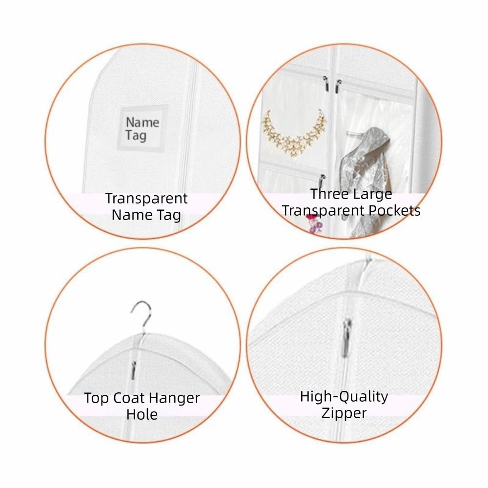Folding Wedding Dress Garment Bag Non-Woven Dust-Proof Gusseted Dress Bags Large Capacity with Shoe Pockets Wedding Dress Cover