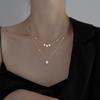New Simple 925 Sterling Silver Good Luck Necklace for Women Double Layers Circle Round Clavicle Chain Female Party Accessories