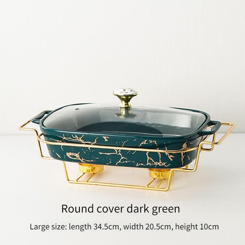 Creative Rectangular Double Ear Ceramic Casserole Household Tableware Light Fire Heating Hotel Dry Soup Pot