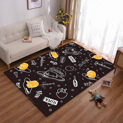 Cartoon Lazy Egg Gudetama Black Carpet with Fun Patterns Design Suitable for Use As an Anti-slip for Living Room Bedroom Sofas