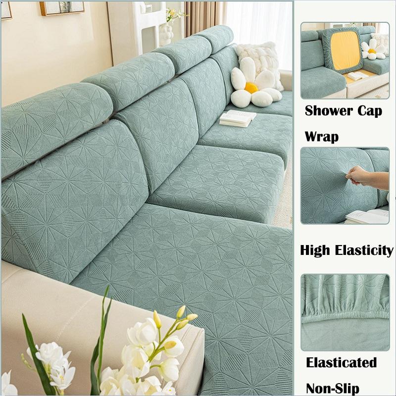 Plush Elastic Fabric Sofa Cover Universal Jacquard Living Room Sofa Cushion Cover Cloth Anti Cat Scratch Non-Slip Full Package