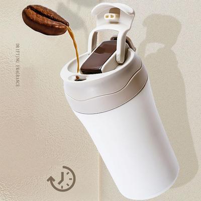 400 ML Paslanmaz Çelik Kahve Kupaları Termos Şişe Taşınabilir Araba Vakum Şişeler Seyahat Termo Saman Ile Yalıtımlı Bardak Su Şişesi