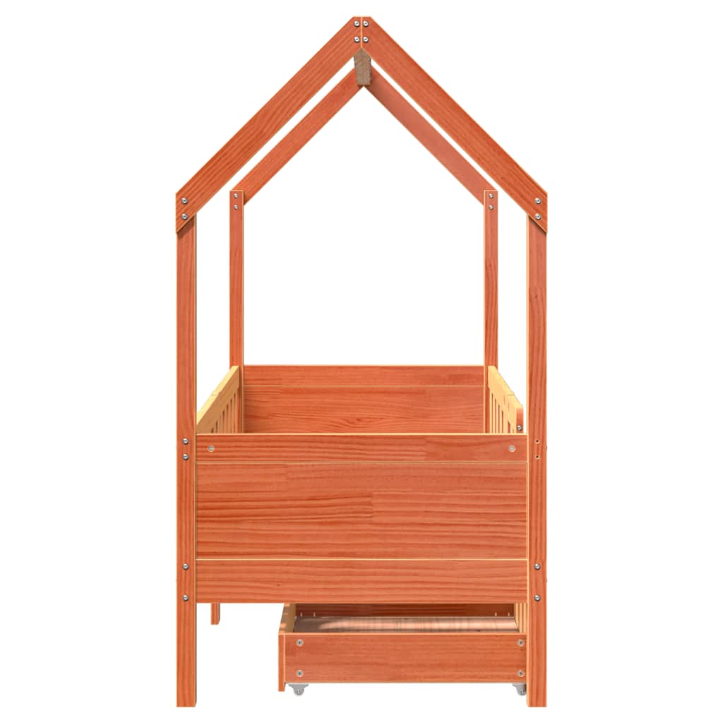Kids Bed with Drawers 70x140 cm Solid Pine Wood