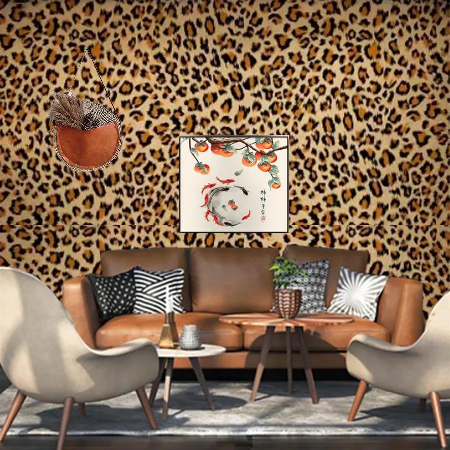 Leopard Print Self-Adhesive Wall Cover Home Ornament Decals Restaurant Living Room Bedroom Tv Background Wall Pvc Wallpaper