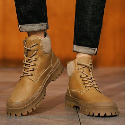 Brown Boots Leather Chelsea Ankle Boots Shoes for Men with Autumn Men Bottines Chelsea Lace Up Leather Boots Outdoor Sport Boots