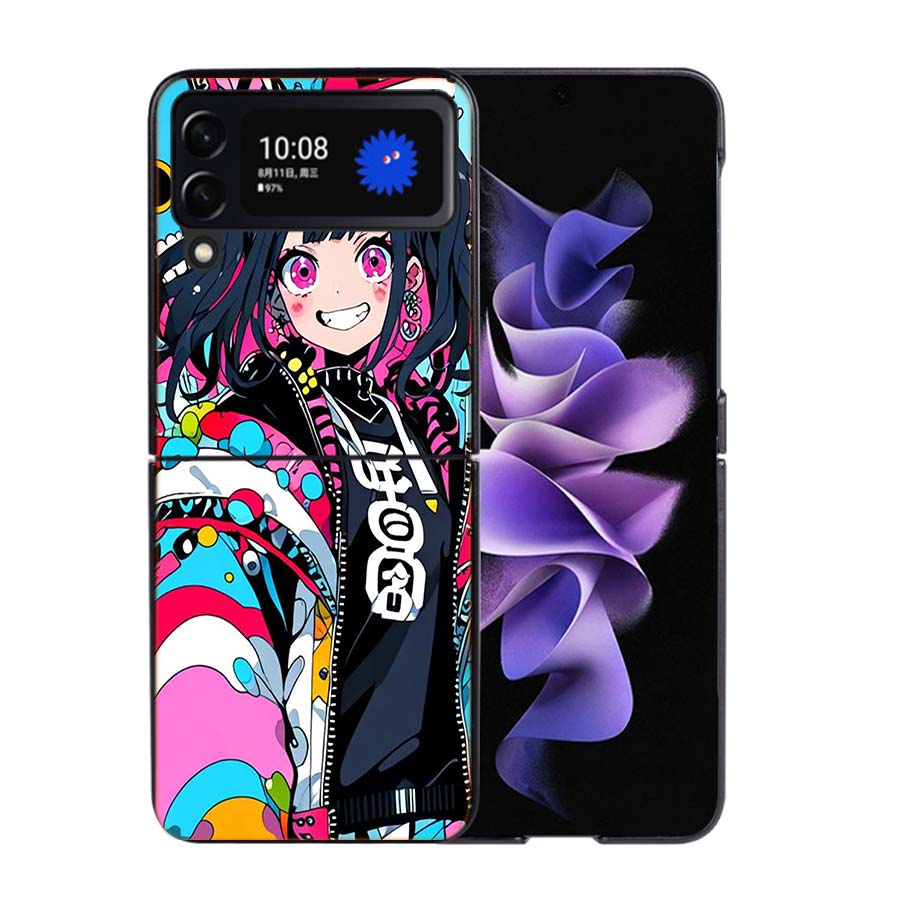 Graffiti Art Colorful Princess Girl Phone Case For Samsung Z Flip 7 6 5G Galaxy Z Flip4 Z Flip5 Z Flip3 Coque Black Hard PC Shel
