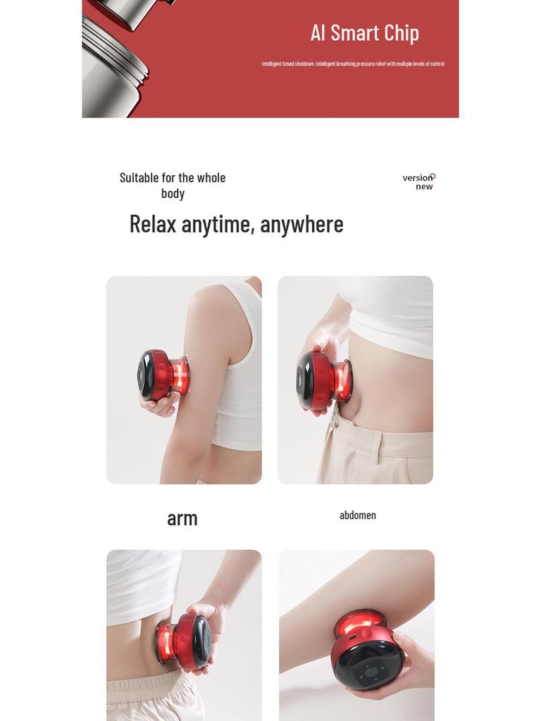 Smart Electric Cupping & Gua Sha Massager with Heating and Meridian Brush