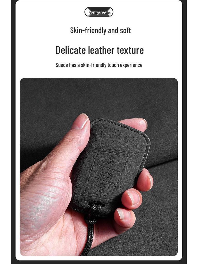 Volkswagen Wildleder Schlüsselhülle für Touran, Tayron, Tiguan L, Sagitar, Lamando L, Magotan, CC, ID4 - Vollständige Abdeckung