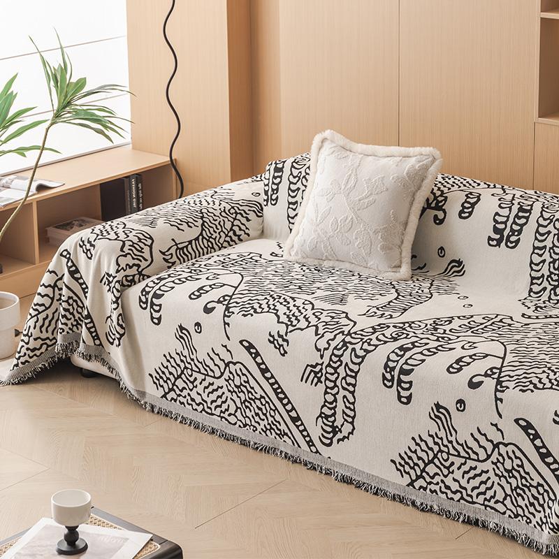 Funda Sofa Chenille Hawaii Tiger Pattern Sofa Mat Throw Blankets 2024 Autumn Winter Camping Picnic Sofa Cover Housses De Canapé