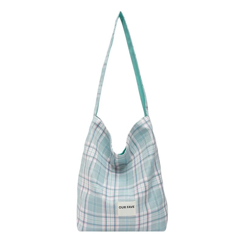 

Plaid Canvas Bag Women s New Large-capacity Tote Bag Casual Commuter Shoulder Bag