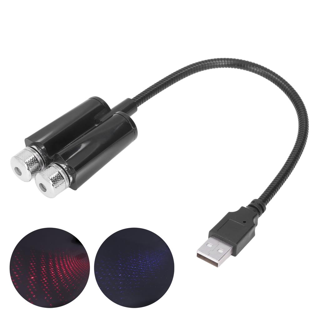 Car USB Ambient Projector Light Red Blue Lightings Plug and Play Free Bending FlexibleNon Voice Control