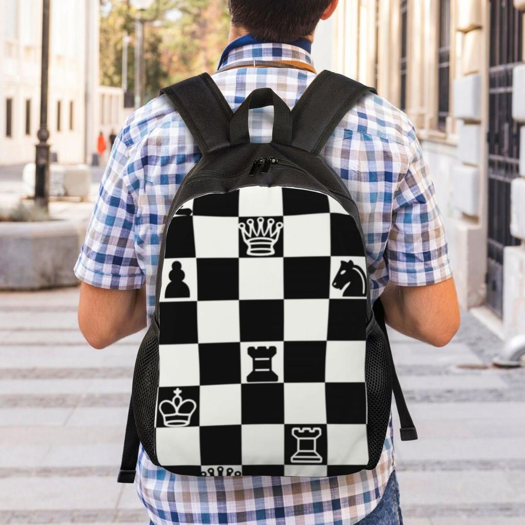 Custom Fashion Chess Backpacks Women Men Casual Bookbag for School College Chessboard Game Bags