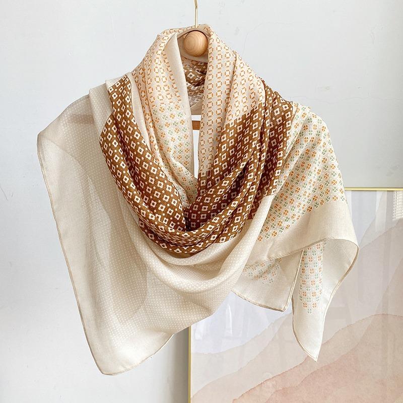 New Large Yarn Scarf Emulated Silk Scarf High-end Spring and Summer Sun Protection High-end Mother Thin Fashion Scarf