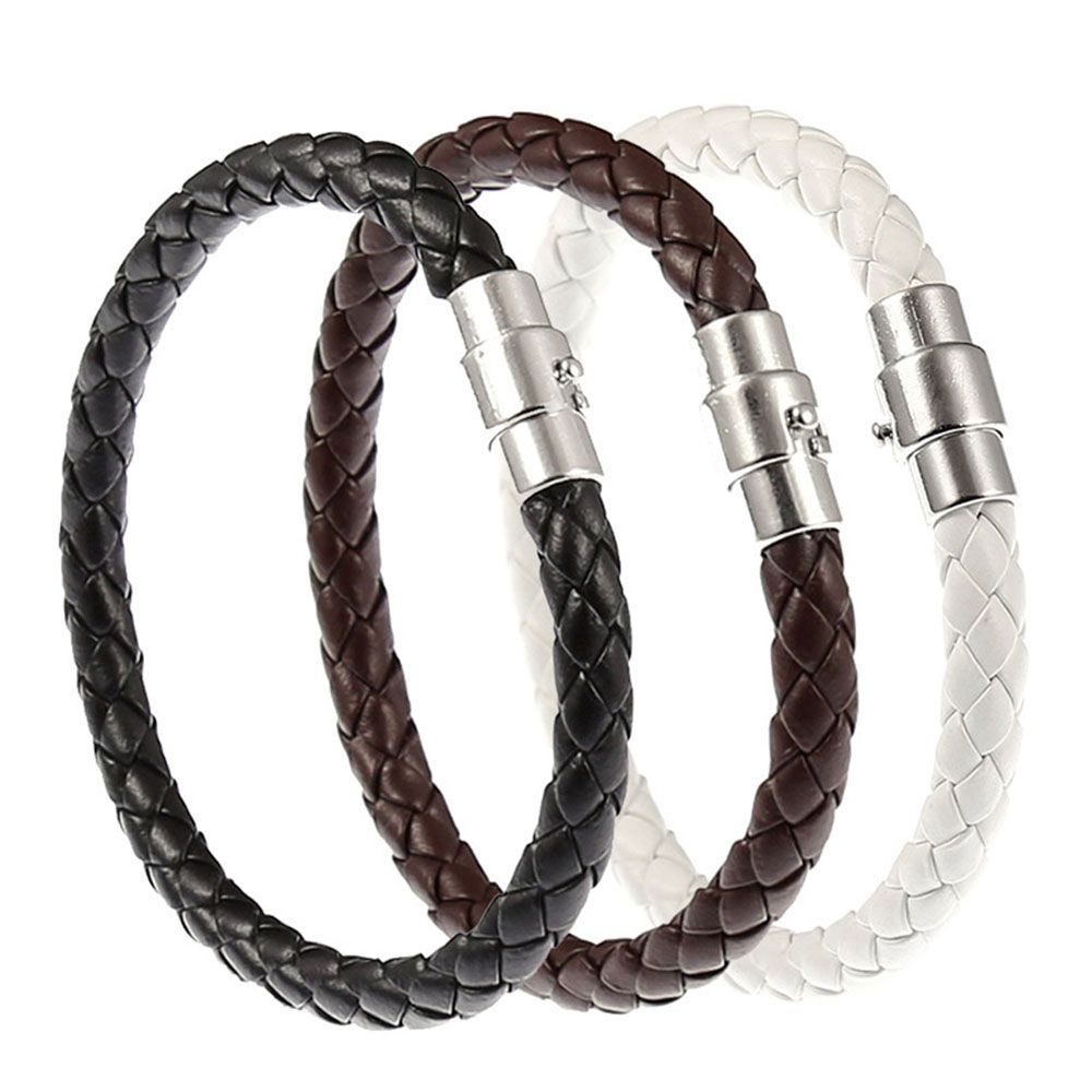 Trendy 1 Piece Women Men PU Leather Braided Fashion Accessories Magnetic Clasp Jewelry Bracelet