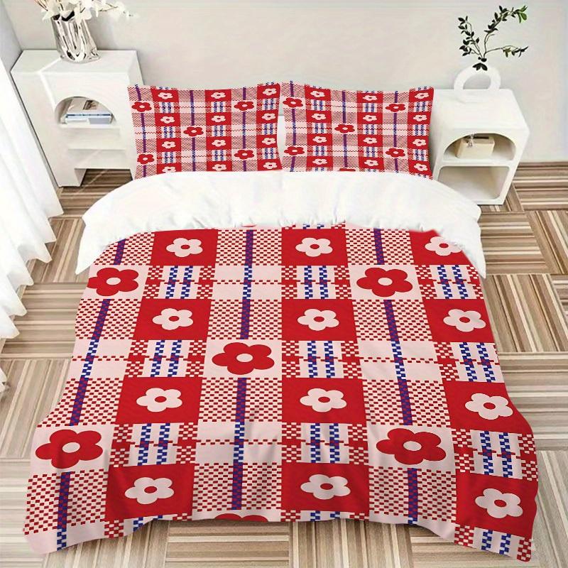 3Pcs Floral Pattern Printed Bedding Set, Breathable And Soft, Machine Washable, Christmas Gift, Suitable for Bedroom Decoration, 15153