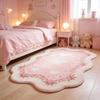 Meisjesachtige Stijl Tapijten voor Woonkamer Roze Bloemen Slaapkamer Decoratie Tapijt Pluizig Zacht Onregelmatig Nachtkastje Tapijt Huis Verdikken Vloermat