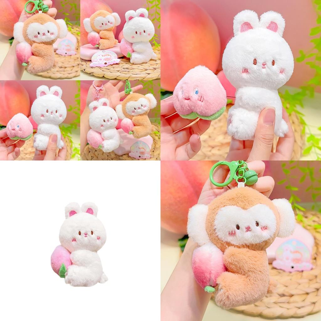 Adorable Peach You Delight Plush Stretch Keychain Charming Gift For Couples