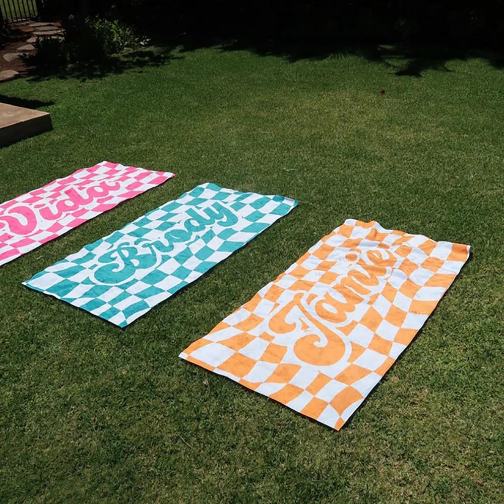 

Cross Border New Custom Name Beach Towel Ultra-Fine Fiber Absorbent Bath Towel Sun Protection Shawl Digital Printing 50x100cm чёрный