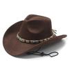 JYL TS DIY Windproof Cowboy Hat Unisex Suede Curved Brim Western Felt Hat