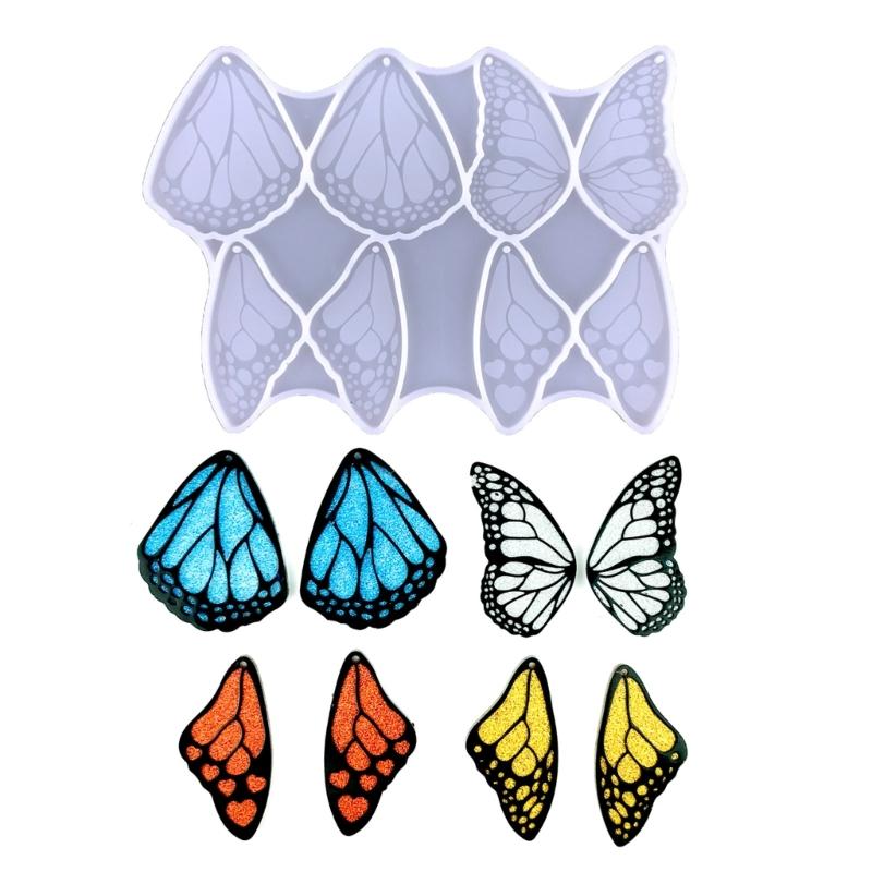 Resin Jewelry Molds Earring Silicone Molds Butterfly-Wing Epoxy Resin Casting Molds with Hole for DIY Pendant,Keychains
