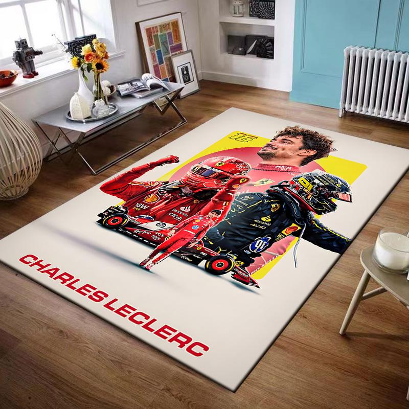 Area Rug Charles Leclerc 16 F1 Ferrari Driver Composite Poster Decor Carpet for Office Man Cave Gift