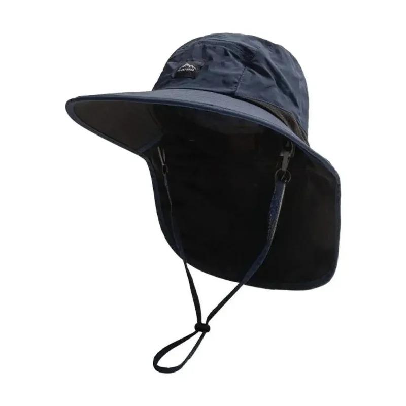 Unisex Mesh Breathable Bucket Hat with Neck Flap Wide Brim Summer Sun Protection Cap for Fishing Hiking