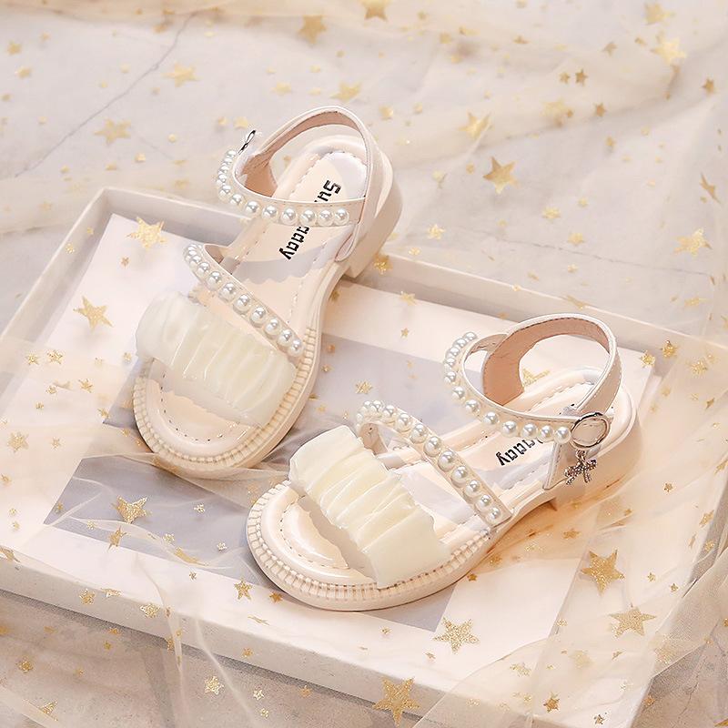 

Сандалии для девочек, летние детские сандалии принцессы, модные римские сандалии для маленьких девочек на мягкой подошве 36 бежевый