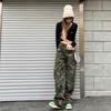 American Sweet and Spicy High Street Hiphop Camouflage Overalls Women's Mopping Hip Hop Straight Loose Wide-leg Jeans