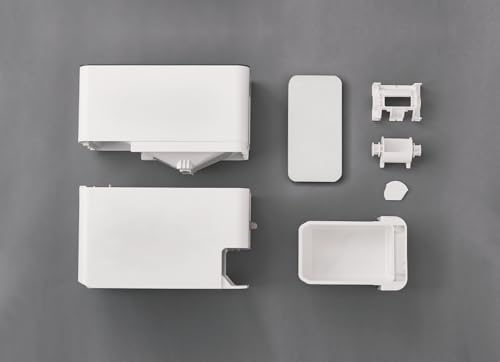 Slim, interior-friendly rice container with casters, suitable for rinse-free rice, 6kg capacity, glossy design, white