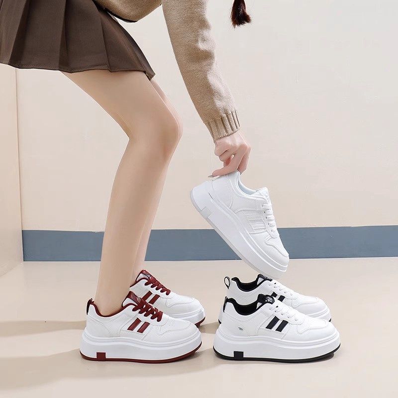 Little White Shoes Women's Autumn and Winter Thick Baseplate Shoes New High-end Versatile Heightening Velvet Casual Shoes